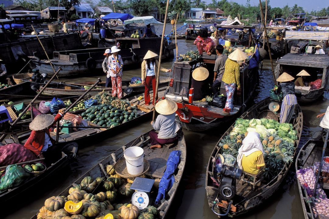 Fresh tropical fruits on offer in Floating market | Saigon Riders