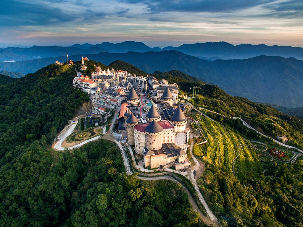 Fairytale castles and buildings lie on top of the Ba Na Hills