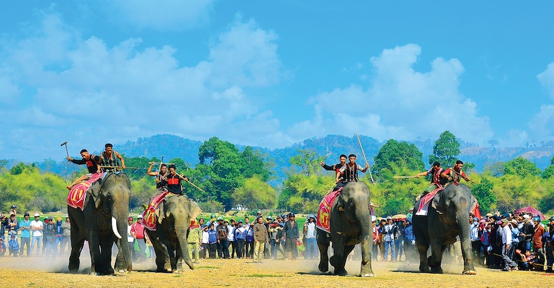 Riding elephant in Don village is a traditional festival in Dak Lak